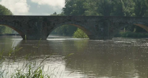 Dreamy backlight view of the Buriano Bridge in Tuscany, Italy Stock Footage 241183653