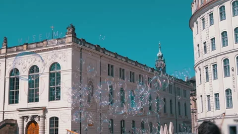 Dreamy Bubbles and Cityscape Stock Footage 312007017