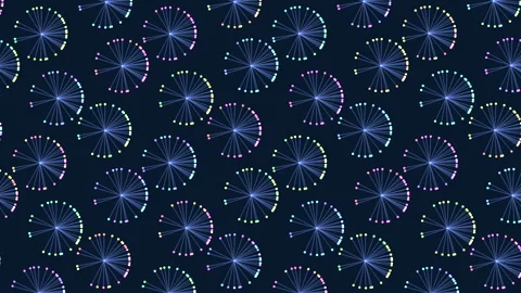 Dreamy dandelion pattern in blue and purple on dark background Stock Footage 322041354