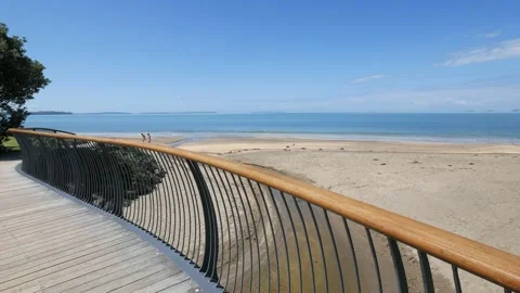 A dreamy day at an empty tranquil beach Stock Footage 221444993