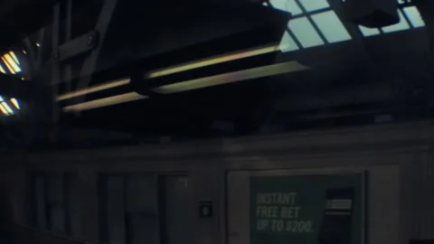 Dreamy, diffused abstract shot of a train station from inside a moving train Stock Footage 159006896
