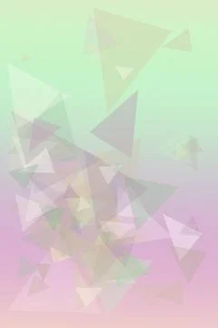 A dreamy field of translucent geometric triangles floats across a soft mint.. イラスト素材