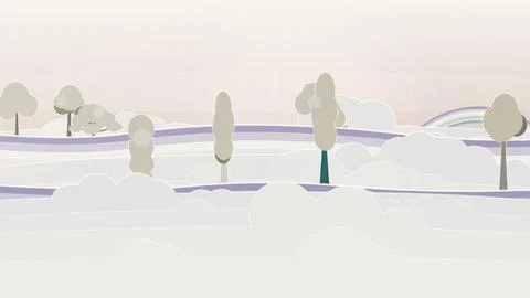 Dreamy floating forest with soft glow sky, classic, and curved rainbow road Stock Illustration