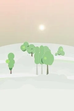 Dreamy floating forest with sunset sky, classic, and curved rainbow road Stock Illustration