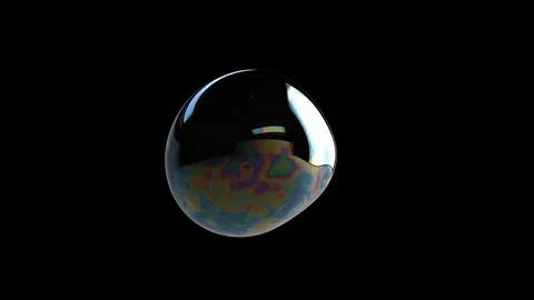 Dreamy floating soap bubble isolated on black background, 4K Stock Footage 119700676