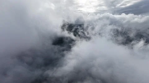 Dreamy Forward Flight Through Drifting Clouds, South Korea Stock Footage 345946516