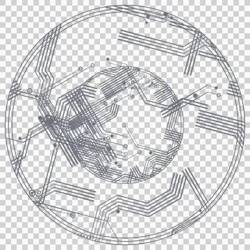 Dreamy gray circle circuit pattern transparent PNG design element Stock Photos