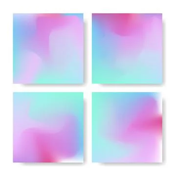 Dreamy mesh gradient backgrounds set. Aesthetic social media square post Illustrazione stock