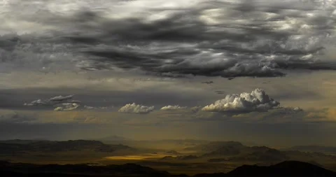 Dreamy panoramic of the Mojave desert within the infamous Nevada Proving Grounds Stock Footage 196968856