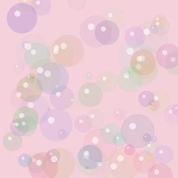 Dreamy pastel pink background featuring translucent floating bubbles and so.. Stock Illustration