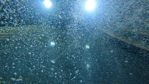 Dreamy POV looking on bubble pool underwater. Concept of drowning. Stock Footage 124667871