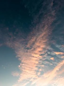 Dreamy Sky with Clouds at Sunset 스톡 사진
