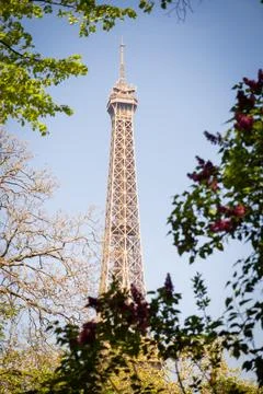 Dreamy spring details of the Eiffel Tower - Paris Stock Photos