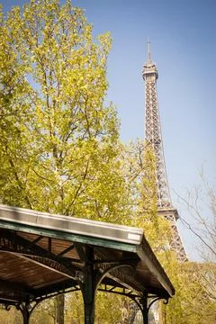 Dreamy spring details of the Eiffel Tower - Paris Stock Photos
