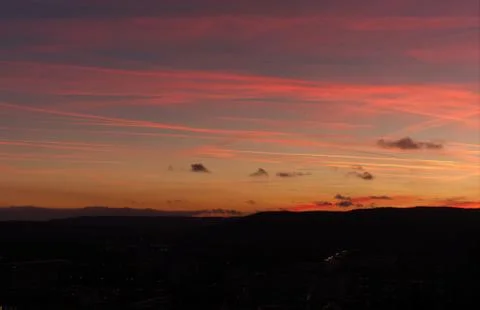 Dreamy sunset colours in thuringia at winter Stock Photos