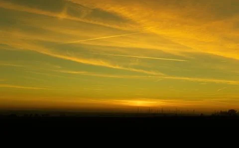 Dreamy sunset colours in thuringia in winter Stock Photos
