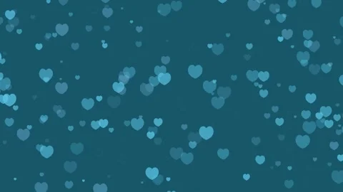 Dreamy teal background with floating blue hearts Stock Footage 327338482