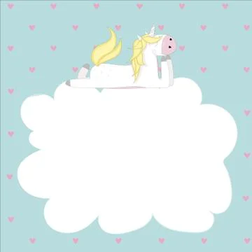 Dreamy unicorn on the cloud Stock Illustration
