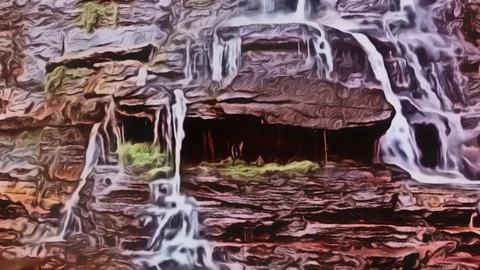 Dreamy waterfall animation Vidéo 73564585
