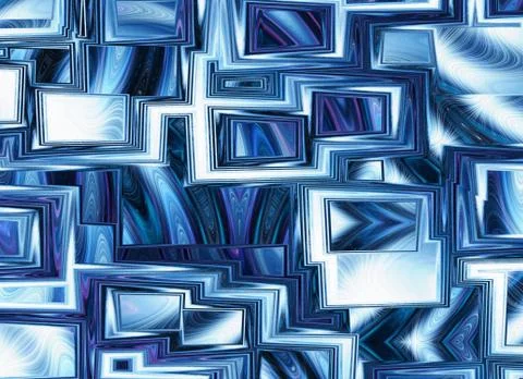Dreamy world of view through abstract blue window frames 스톡 일러스트