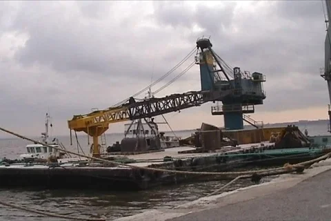 Dredge in Harbor Stock Footage 117669