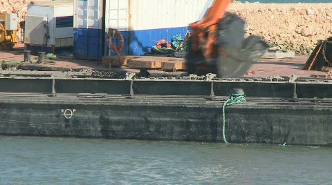 Dredge work in port Stock Footage 377239