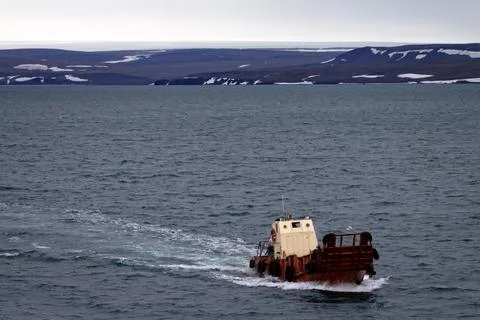 Dredger barge; hulk Stock Photos