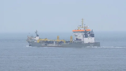 Dredger ship Freeway in 4K. Stock Footage 113642419