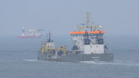Dredger ship Freeway in 4K. Stock Footage 113642568