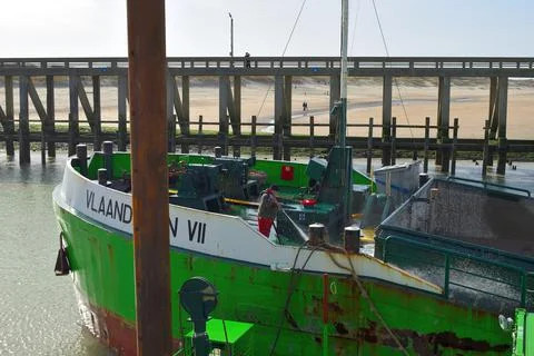 Dredger ship in the harbor Stock Photos
