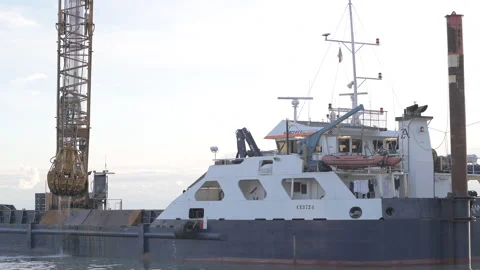 Dredger ship work industial port Stock Footage 147139718