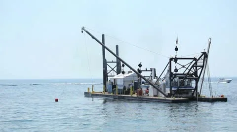 Dredging Barge on Lake Video stock 11071481