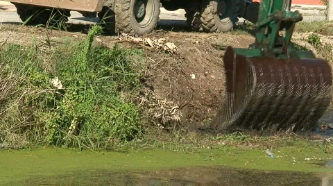 Dredging a canal Stock Footage 568010