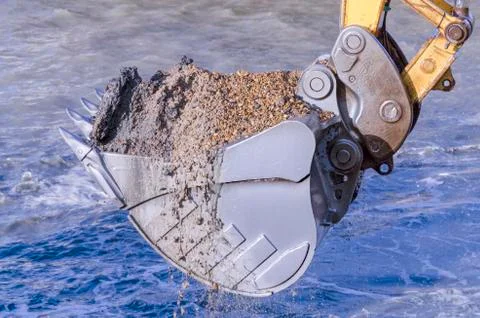Dredging with an excavator Stock Photos