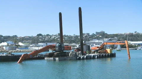 Dredging harbor timelapse Stock Footage 322434
