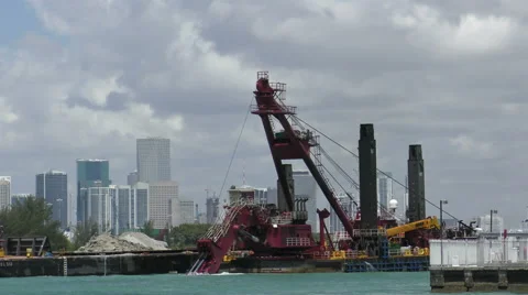 Dredging near Miami Stock Footage 51058876