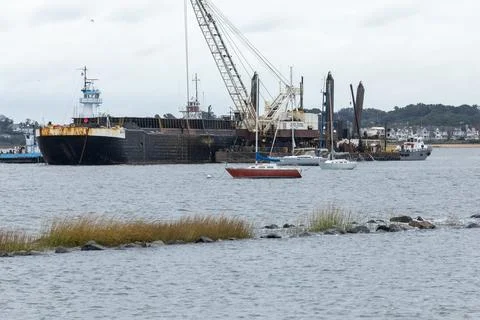 Dredging in Perth Amboy, New Jersey Stock Photos