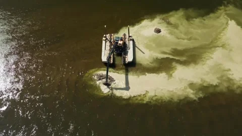 Dredging of the river bed 스톡 동영상 290520429