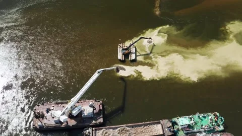 Dredging of the river bed Stock Footage 290520430