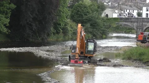 Dredging river digger grab movement Stock Footage 65374823