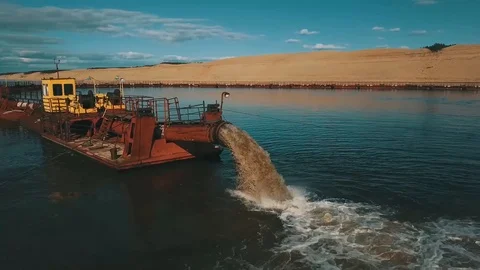 Dredging on a river Video stock 101733203