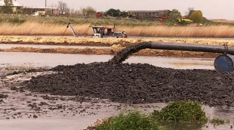 Dredging the river to the marsh coast. Stock Footage 60670766