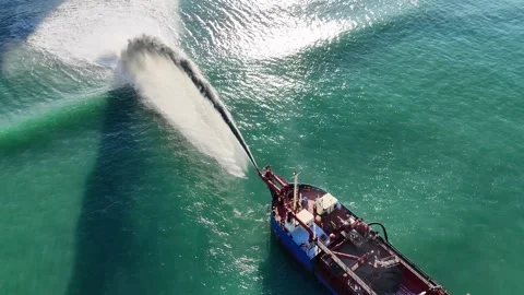 Dredging Sand Pumping at Gold Coast Beach Stock Footage 309846166