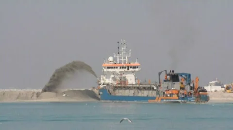 Dredging ship  Stock Footage 620072