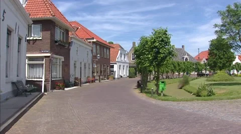 DREISCHOR, THE NETHERLANDS - pan circle-shaped village called a Ringdorp Stock Footage 40539166
