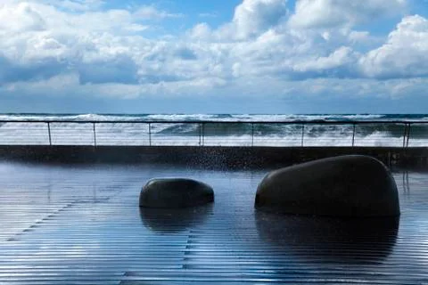 Drenched boardwalk Stock Photos
