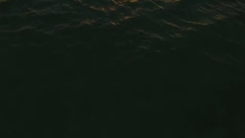 Drenched setting sun ocean water, aerial view Stock Footage 72152576