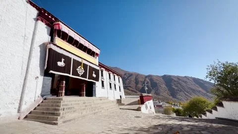 Drepung Monastery with Himalayan Mountain in Lhasa, Tibet Stock Footage 327986647