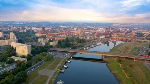 Dresde aerial skyline Video stock 116029076