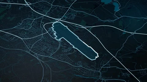 Dresden Airport Glowing Digital Map Animation 4K Stock Footage 339065980